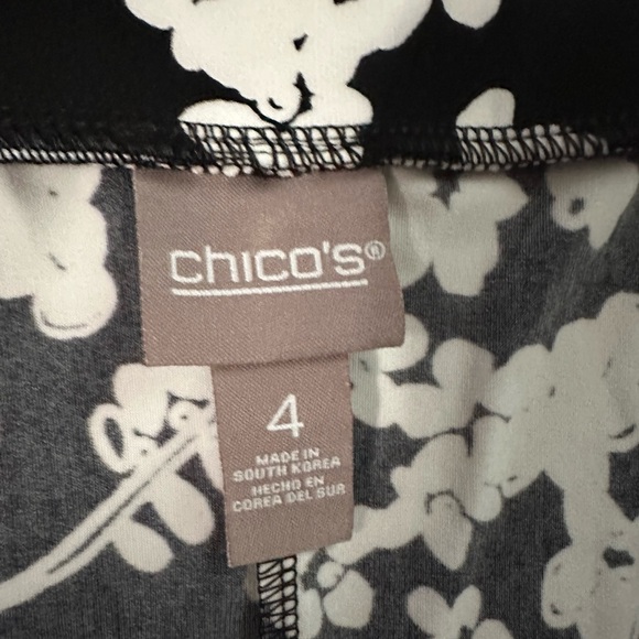 Chico's Diagonal Black and White Floral Skirt Pull On Flowing Size 4 XXL 20 - Picture 3 of 7
